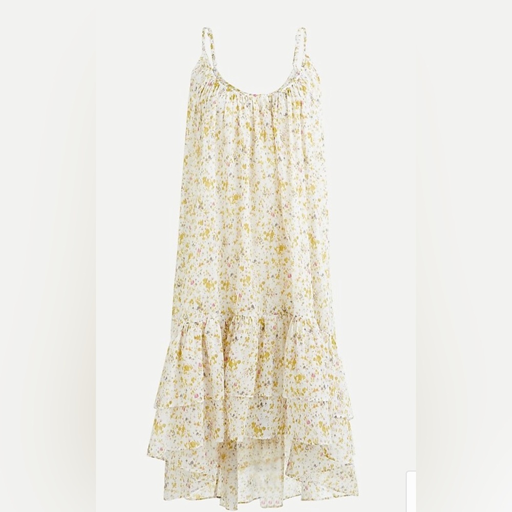 J-Crew Tiered cotton voile beach dress in soft posies (X-S)
